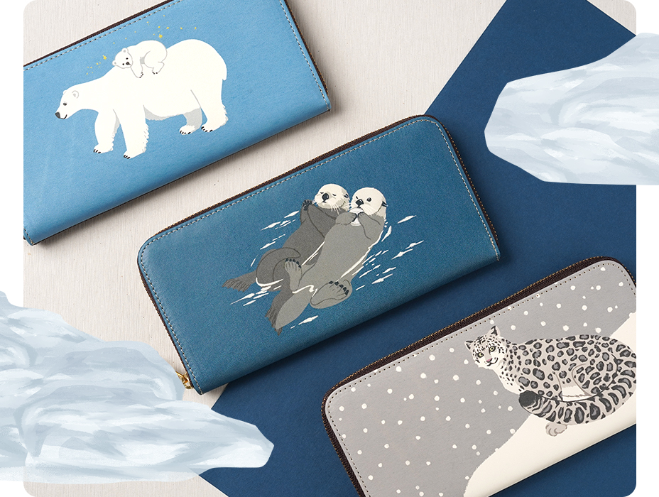 Animals Mini round zipper long wallet