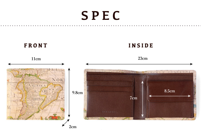 サイズや素材等、スペックの紹介。縦9.8cm、横11cm(閉じた状態)、厚さ2cm