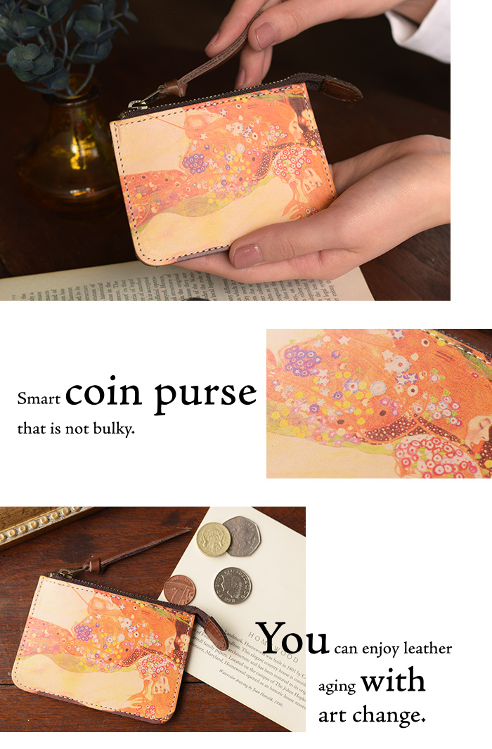 ヌメ革に直接染色を施したアートレザーは、手に取るたびにアンティークな風合いと、美しいアートをお楽しみいただけます。