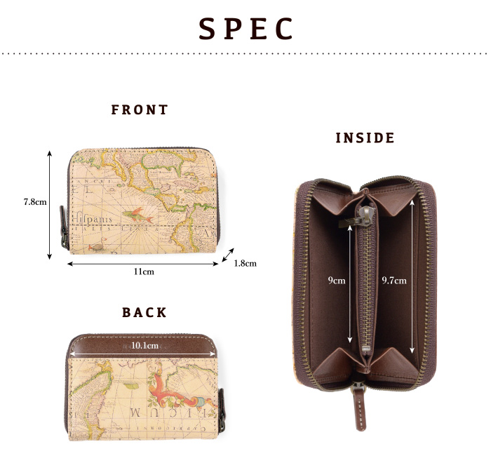 サイズや素材等、スペックの紹介。縦7.8cm、横11cm、厚さ1.8cm