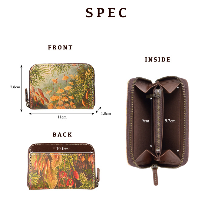 サイズや素材等、スペックの紹介。縦7.8cm、横11cm、厚さ1.8cm