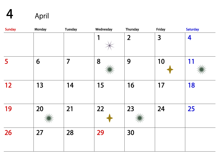 吉日カレンダー 2026年4月