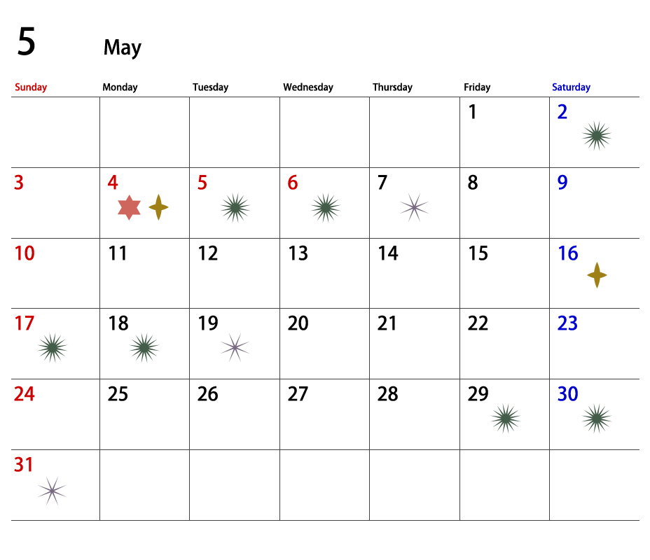 吉日カレンダー 2026年5月