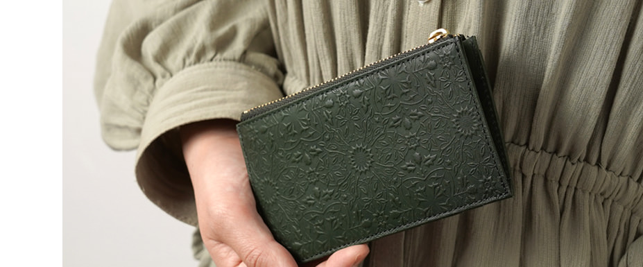 二つ折り財布 ローズリーフ