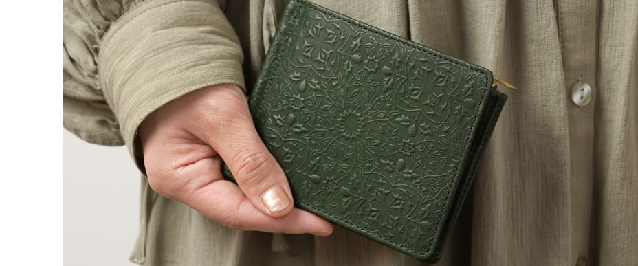 二つ折り財布 ローズリーフ