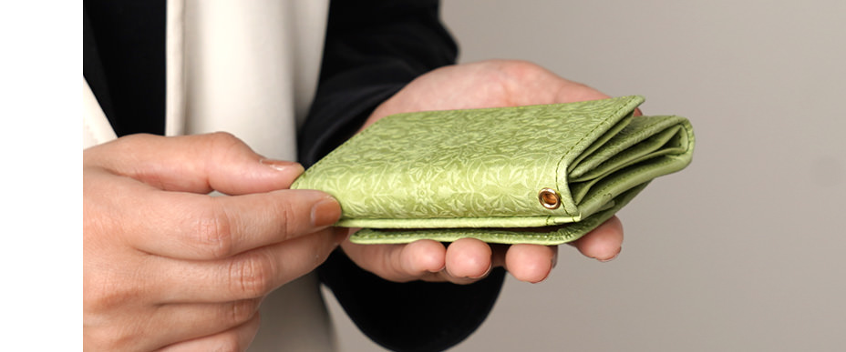 二つ折り財布 グラスグリーン
