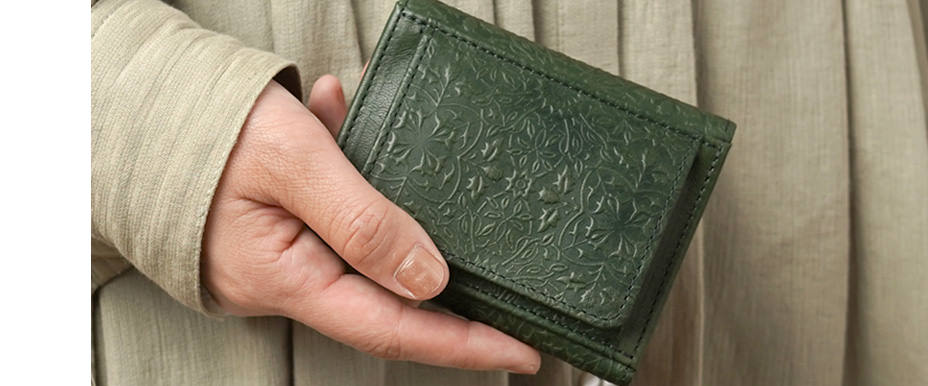 二つ折り財布 ローズリーフ