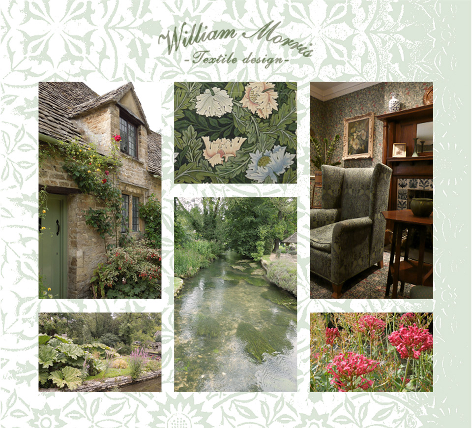 William Morris textile design 英国庭園、英国テキスタイルデザインイメージ