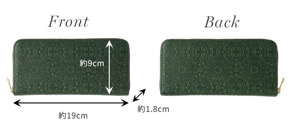 ミニラウンドファスナー長財布 前後ろ