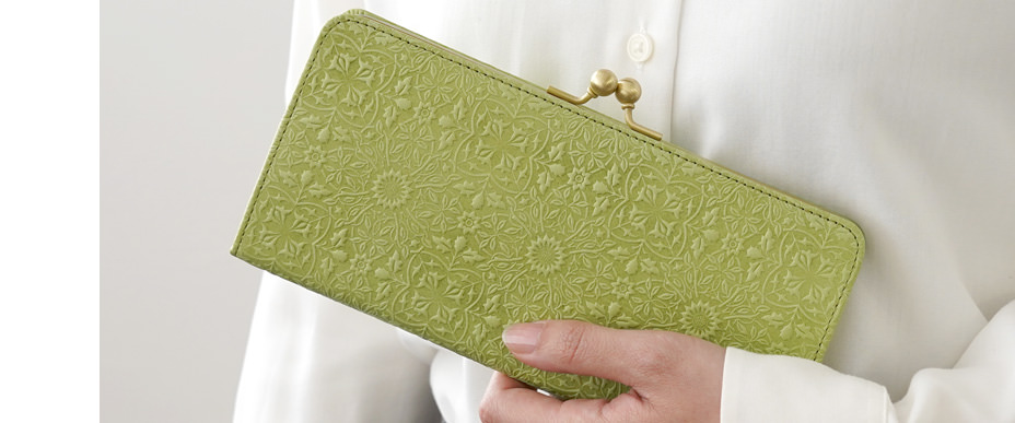 スリムガマグチ長財布 グラスグリーン