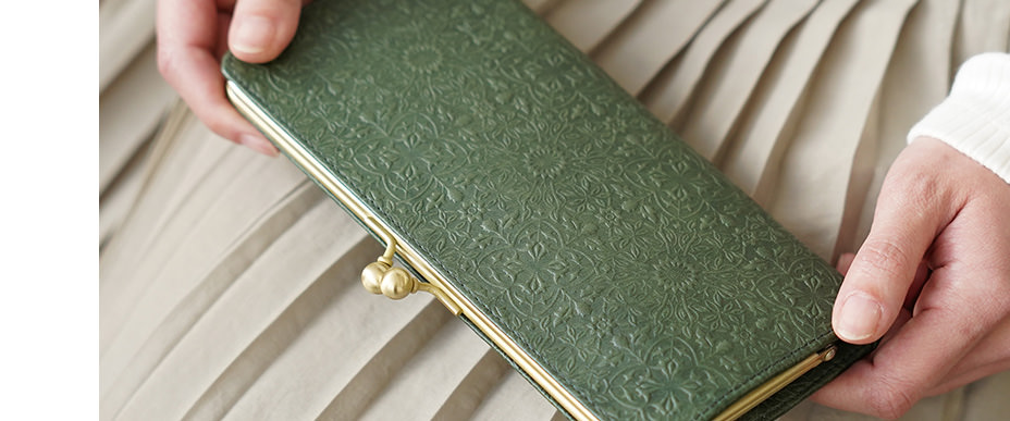 スリムガマグチ長財布 ローズリーフ