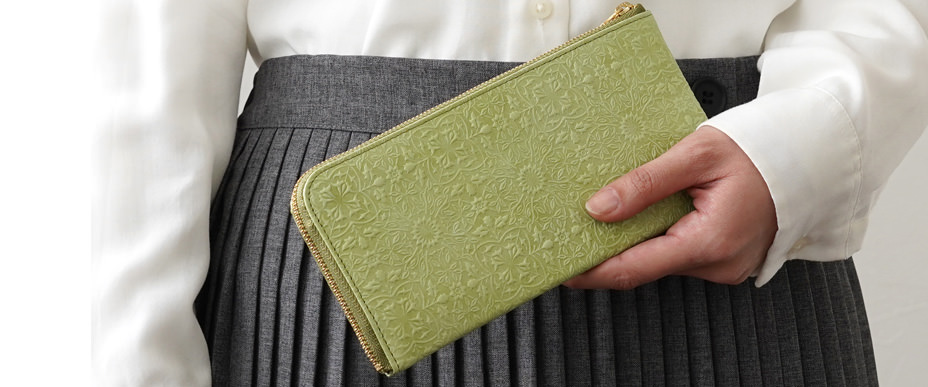 L字ファスナー長財布 グラスグリーン