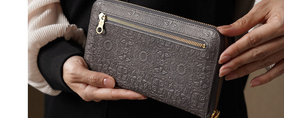 ラウンドファスナー長財布 モダングレー