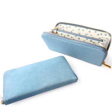 【ブルーアート】ラウンドファスナー長財布｜オオイヌノフグリ