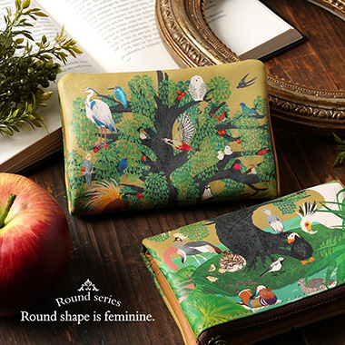 【ラウンド】L字ファスナー折り財布｜鳥の楽園