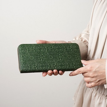 モリス｜ミニラウンドファスナー長財布＜ローズリーフ＞