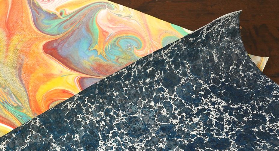 マーブリング技法を表現したアートレザー