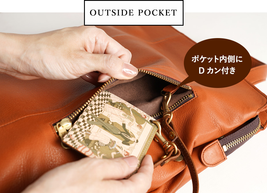 アクセスしやすい外側のファスナーポケット