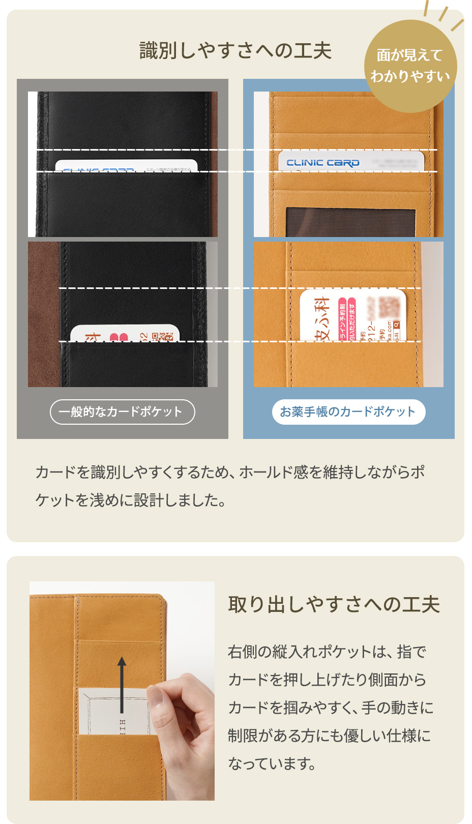 識別しやすさと取り出しやすさへの工夫