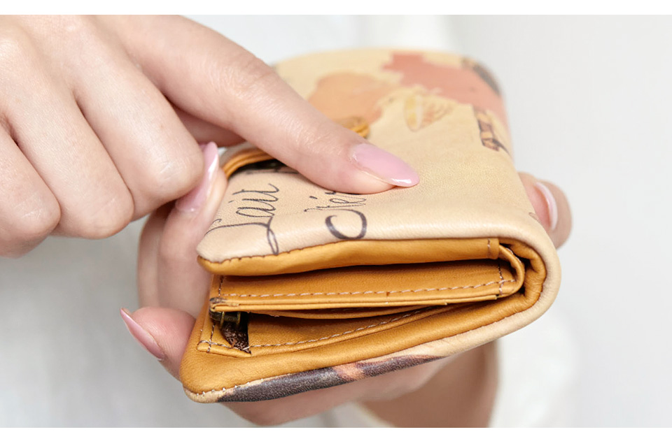 ラウンド/ベロ付き二つ折り財布