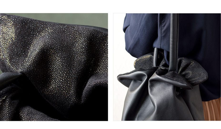 バッグの口裏に施された特殊箔加工