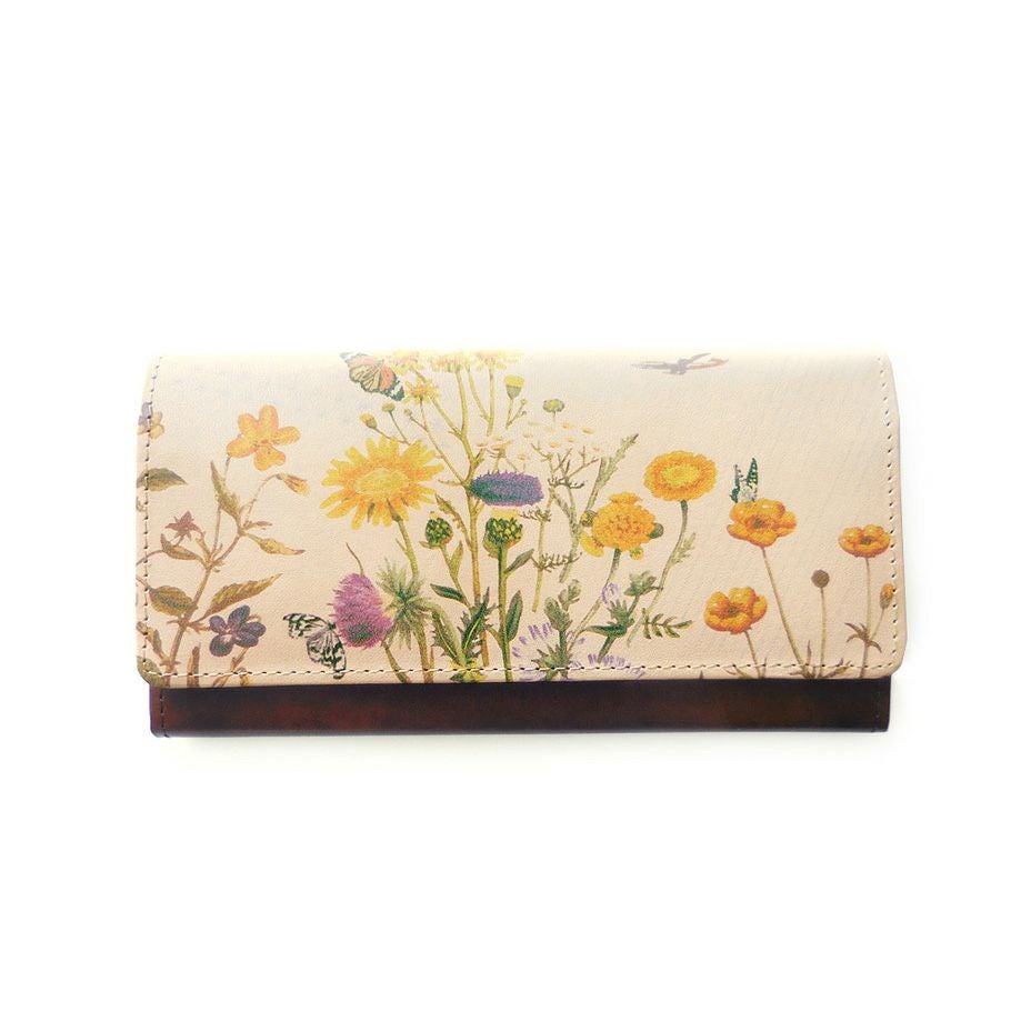 アート・マキ　花モチーフ レザー 長財布 アートヌメレザー｜長財布【フィールドフラワー】 | HIRAMEKI