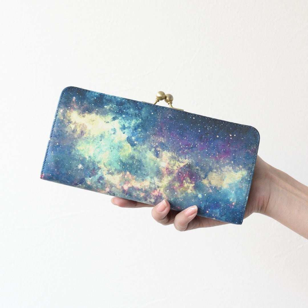 ホワイトキャンバス｜スリムガマグチ長財布【宇宙】 | HIRAMEKI