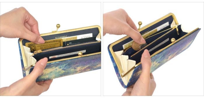 ホワイトキャンバス｜スリムガマグチ長財布【宇宙】 | HIRAMEKI