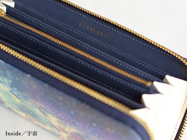 ホワイトキャンバス｜ラウンドファスナー長財布【宇宙】 | HIRAMEKI 