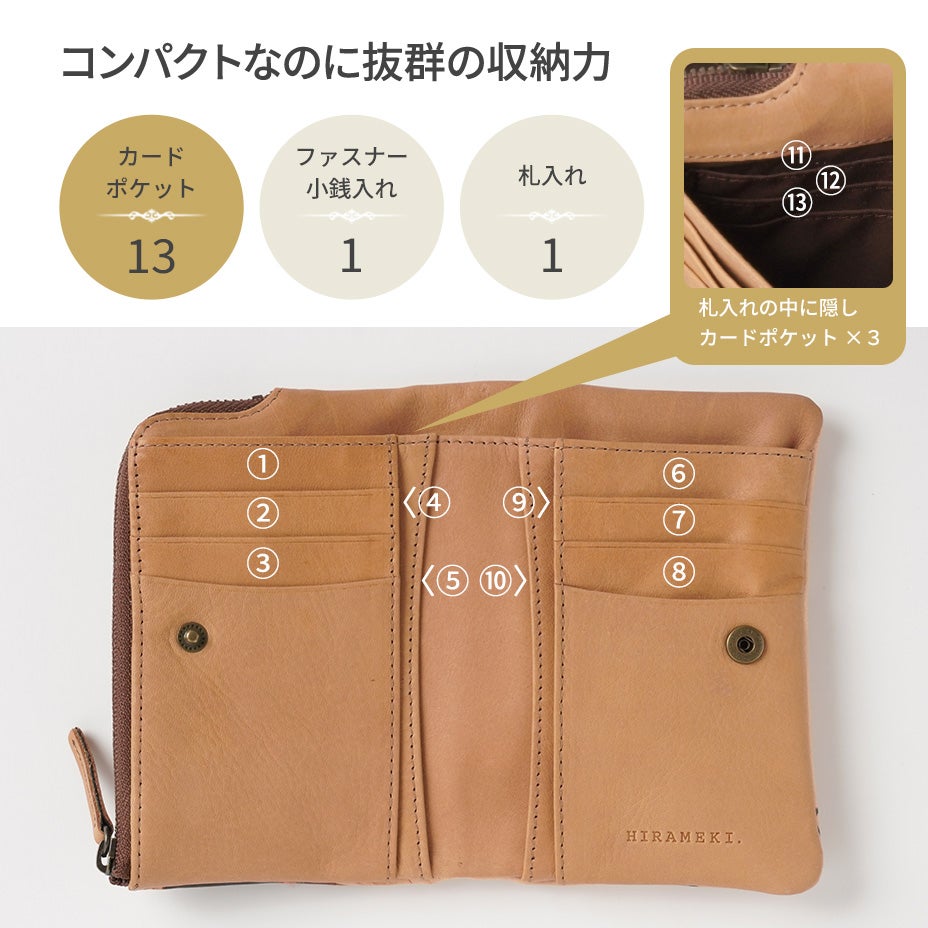 L字ファスナー折り財布（二つ折り財布）｜トランプ