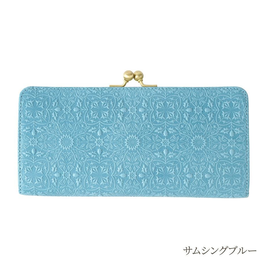 ウィリアムモリス　がま口財布　HIRAMEKI ウィリアムモリスのデザインを型押ししたスリムながま口長財布