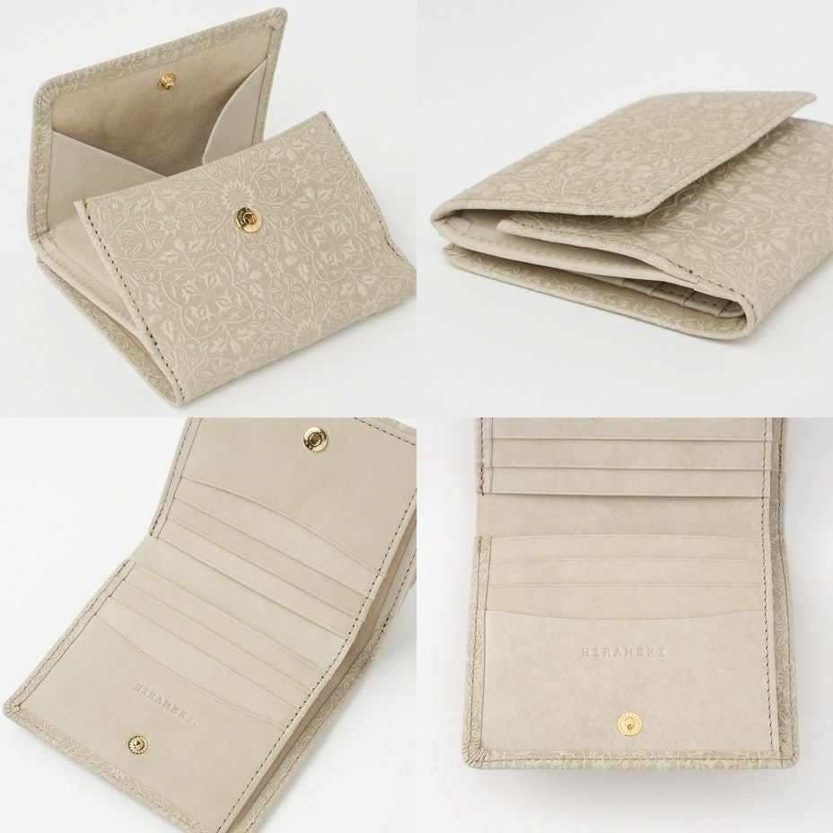 週末限定！！新品未使用！HIRAMEKI. モリス 二つ折り　財布　モスグリーン ウィリアムモリスのデザインを型押しした美しい二つ折り財布【HIRAMEKI.】