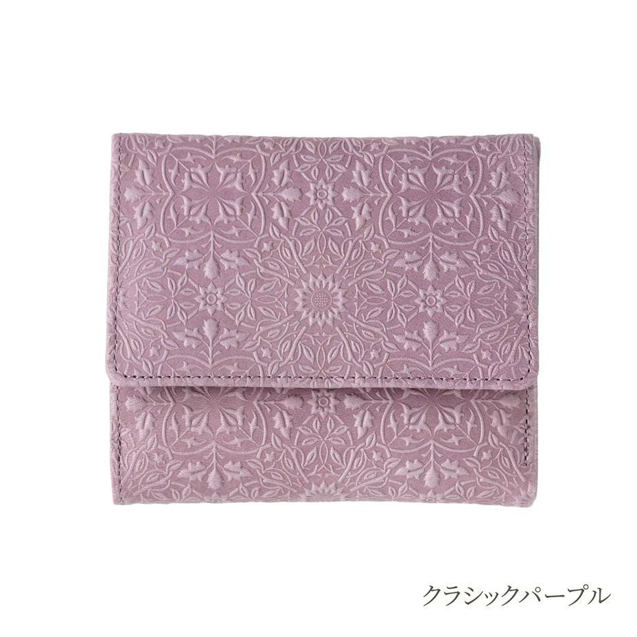 週末限定！！新品未使用！HIRAMEKI. モリス 二つ折り　財布　モスグリーン ウィリアムモリスのデザインを型押しした美しい二つ折り財布【HIRAMEKI.】