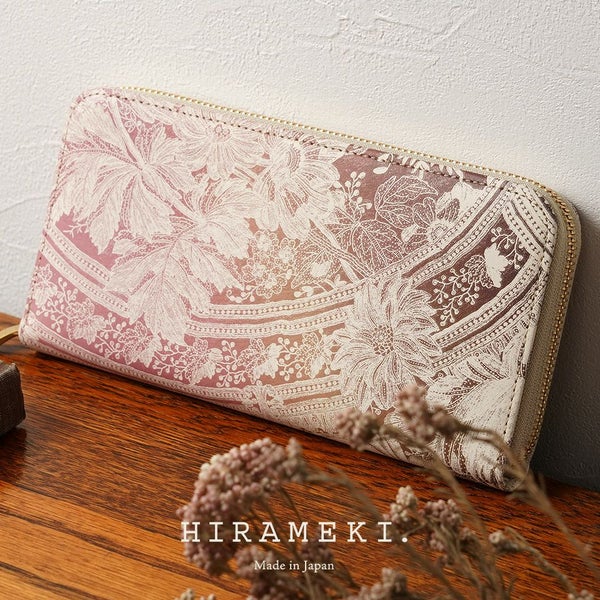 ホワイトキャンバス｜ラウンドファスナー長財布【レース】 | HIRAMEKI 