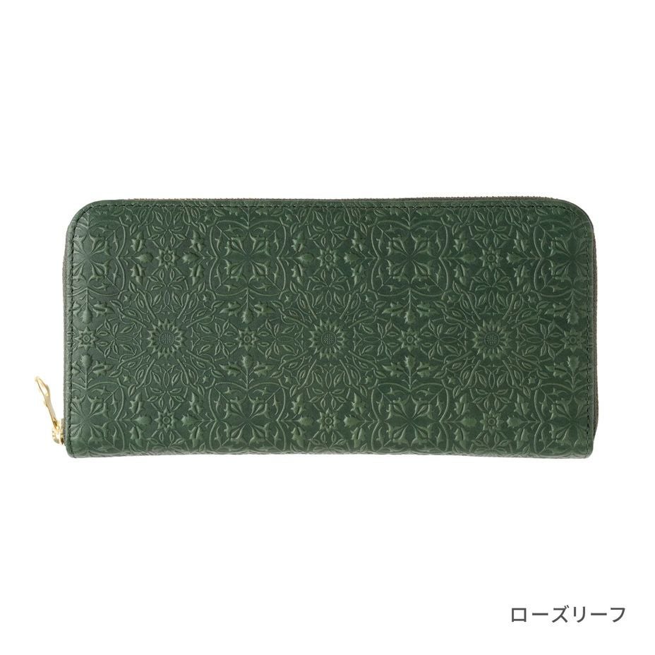 ウィリアムモリスのデザインを型押しした小さい長財布【HIRAMEKI.】