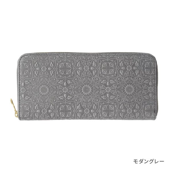 ウィリアムモリスのデザインを型押しした小さい長財布【HIRAMEKI.】