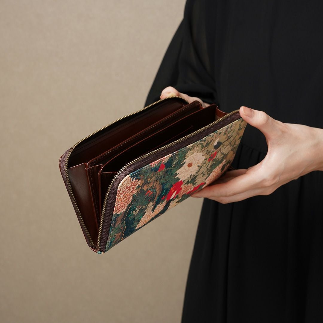 小さくなっても使いやすさ◎ミニサイズの長財布【牡丹 伊藤若冲】